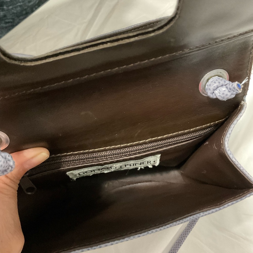 Donald J Pliner Pebbled Cowhide Leather X Body Purse - Picture 5 of 8